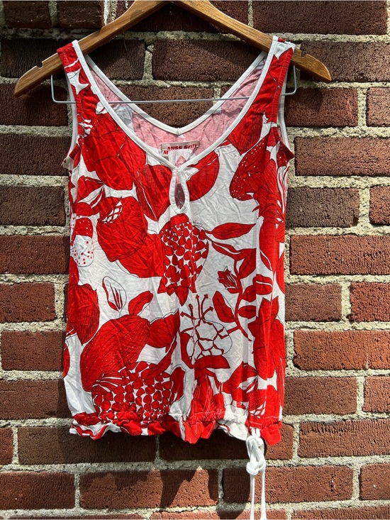 Miss Sixty Tops - Miss Sixty White Tank Top with Bold Red Floral Print